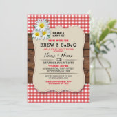 Brew et invitation en bois rouge de marguerite de (Debout devant)