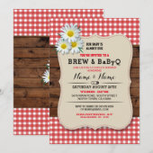 Brew et invitation en bois rouge de marguerite de (Devant / Derrière)