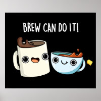 Brew kan het doen Grappige Koffie Thee Pun Dark BG