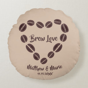 Brew Love Coffee Bean Hart Rond Kussen