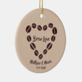 Brew Love Coffee Bean Heart Keramisch Ornament (Rechts)