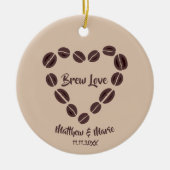 Brew Love Coffee Bean Heart Keramisch Ornament (Voorkant)