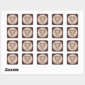 Brew Love Coffee Bean Heart Vierkante Sticker (Vel)