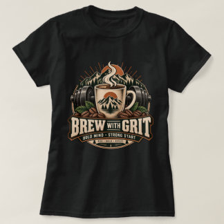 Brew Met Grinta Vintage Koffie Fitness Kracht T-shirt