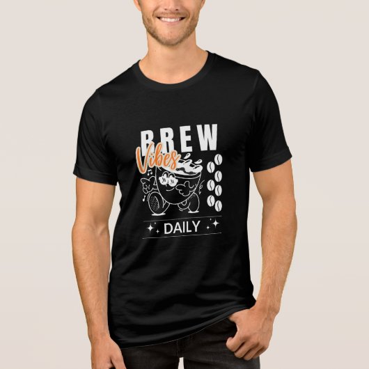 Brew Vibes Daily Retro Coffee Lover T-shirt (Voorkant)