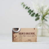 Brewed Coffee Cup Retro Illustrations Visitekaartje (Staand voorkant)