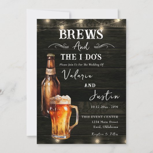 Brews and I Do's Casual bruiloft uitnodiging (Voorkant)