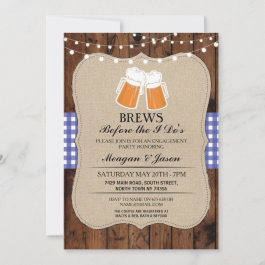 Brews Before The I Do's Couple's Shower Invitation (Devant)