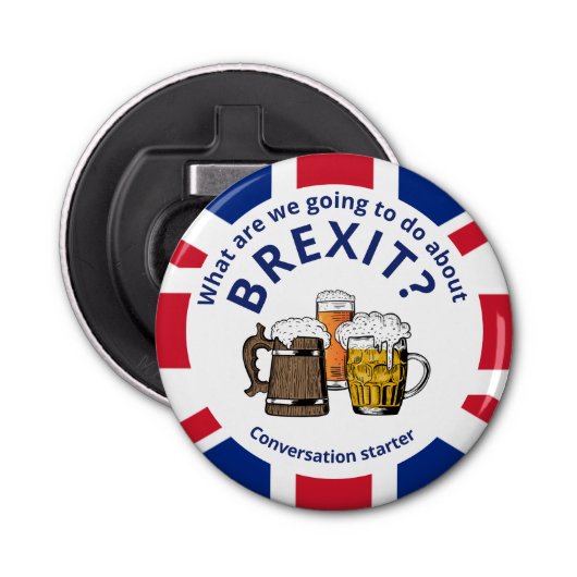 BREXIT Union Jack Conversation Starter Button Flesopener (Voorkant)