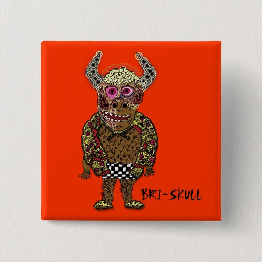 BRI-SKULL-Button Vierkante Button 5,1 Cm (Voorkant)