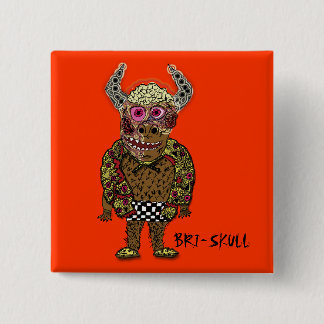 BRI-SKULL-Button Vierkante Button 5,1 Cm