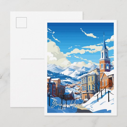 Brian Head Utah vintage reisillustratie Briefkaart (Voorkant / Achterkant)