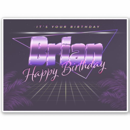 Brian Prénom lila retro Sticker (Devant)