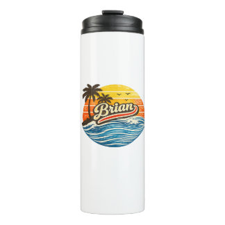 Brian Retro Sunset Naamontwerp Thermosbeker