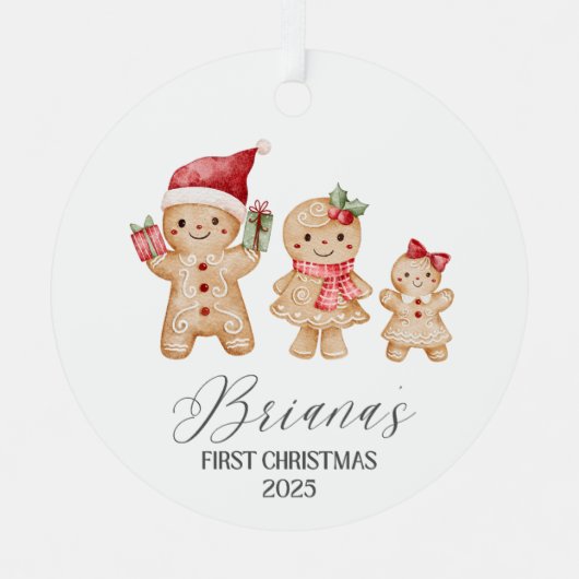 Briana Personalized Baby's First Christmas Metalen Ornament (Voorkant)