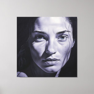 "Brianna Blue" Vrouwen in houtskool Canvas Afdruk