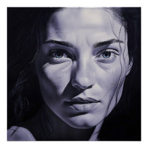 "Brianna Blue" Vrouwen in houtskool Perfect Poster