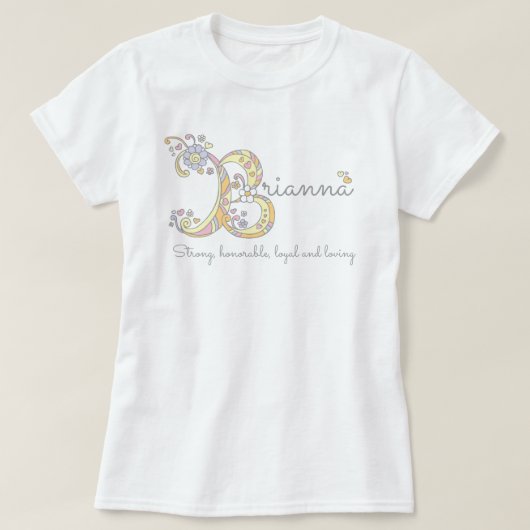Brianna meisjes B naam betekent monogram t-shirt (Design voorkant)