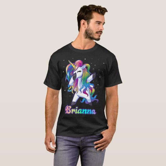 BRIANNA-naam Aangepaste aangepaste regenboogeenhei T-shirt (Voorkant volledig)