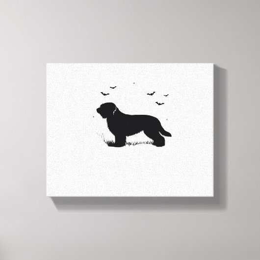 Briard Dog - Halloween Moon Silhouette Oversized T Canvas Afdruk (Voorkant)
