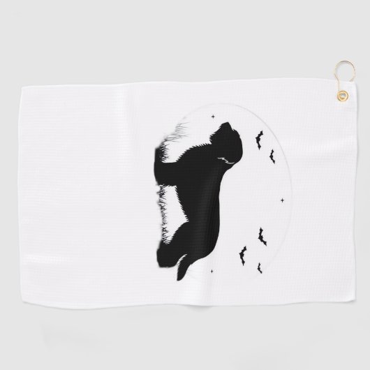 Briard Dog - Halloween Moon Silhouette Oversized T Golfhanddoek (Horizontaal)