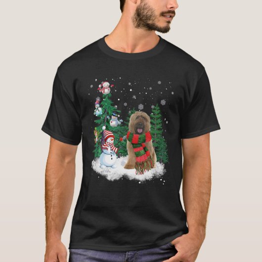 Briard Dog kerstmis snowman - kerstboom Pajama T-shirt (Voorkant)