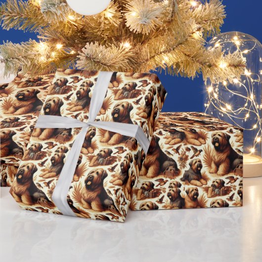 Briard Dog Naadloos Cadeaupapier (Feestdagen)