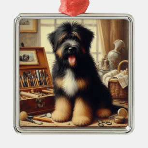 Briard Dog Painting Metalen Ornament