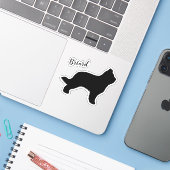 Briard Dog Silhouette Vinyl Sticker (Laptop met iPhone)