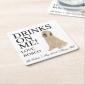 Briard Dog Wedding Vierkante Kartonnen Onderzetter (Schuin)