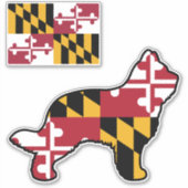 Briard Hond Silhouet met Maryland Vlag Sticker (Voorkant)