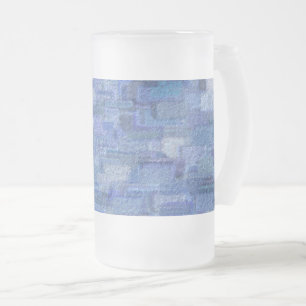 Brick Abstract Winter Blues Frosted Glass Beer Mok