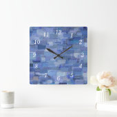 Brick Abstract Winter Blues Wandklok Vierkante Klok (Huis)