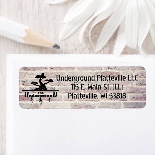 Brick Achtergrond Bedrijfs Logo en adres Etiket (Insitu)