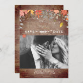 Brick Autumn Foliage Lights Foto Fall Weddenschap Save The Date (Voorkant / Achterkant)