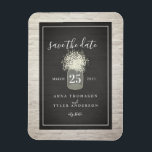 Brick blanc Bébé's Breath Wedding Save The Date<br><div class="desc">Un mariage rustique élégant sauvez l'aimant de date avec l'illustration d'un pot de maçon de l'haleine de bébé sur un arrière - plan en brique noire et blanche. Recherchez des invitations de mariage et d'autres objets de coordination chez Jill's Paperie.</div>