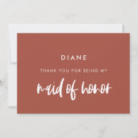 Brick Brûlé Maid d'honneur merci carte texte