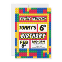 Brick Builder Customizable Birthday Invitation