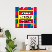 Brick Builder Customizable Birthday Sign Poster (Thuiskantoor)