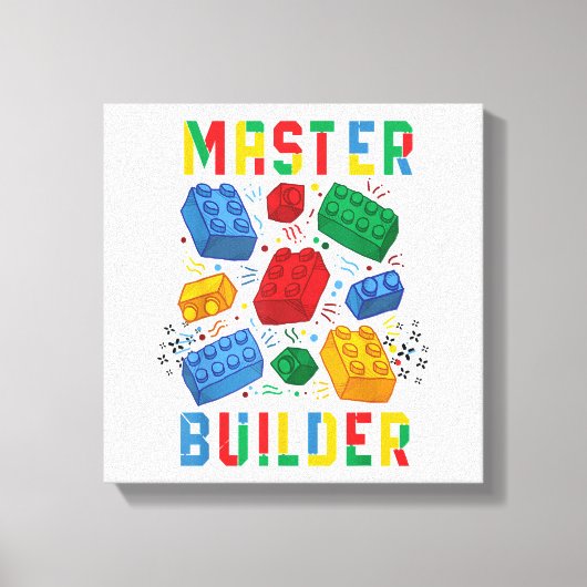 Brick Builder Funny Blocks Building Master Builder Canvas Afdruk (Voorkant)