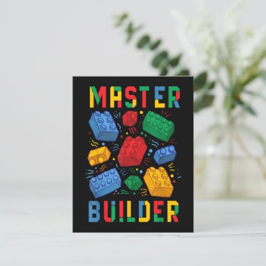 Brick Builder Funny Blocks Building Master Builder Informatiekaartje (Staand voorkant)
