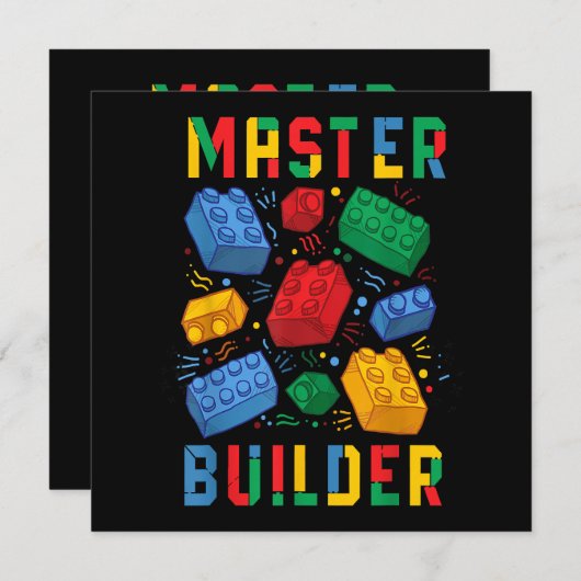 Brick Builder Funny Blocks Building Master Builder Kaart (Voorkant / Achterkant)