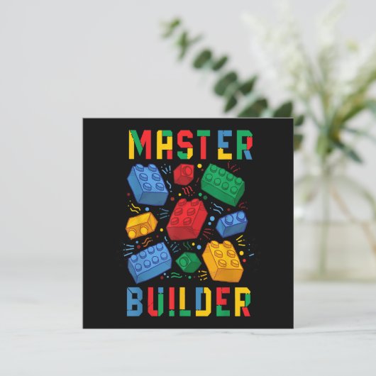 Brick Builder Funny Blocks Building Master Builder Kaart (Staand voorkant)