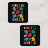 Brick Builder Funny Blocks Building Master Builder Vierkante Visitekaartje (Voorkant / Achterkant)