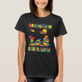 Brick Builder Funny Blocks Master Builder T-shirt (Voorkant)