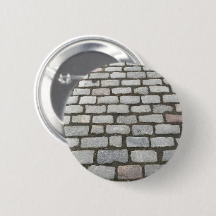 Brick Cobblestone Street Pathway Natuur Foto Ronde Button 5,7 Cm
