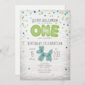 Brick Confetti Blue Green 1 Birthday Kaart (Voorkant / Achterkant)