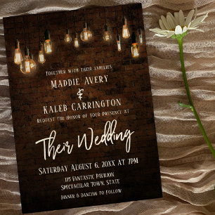 Brick Edison Lights Typografie Weddenschap Kaart