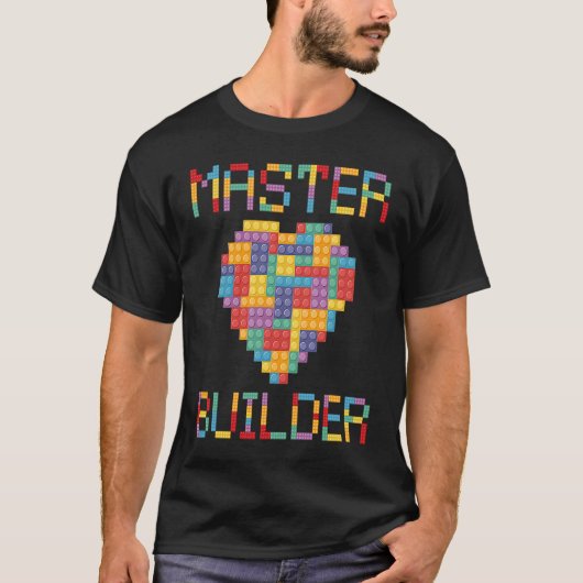 Brick Heart Builder  Blocks Master Builder T-shirt (Voorkant)