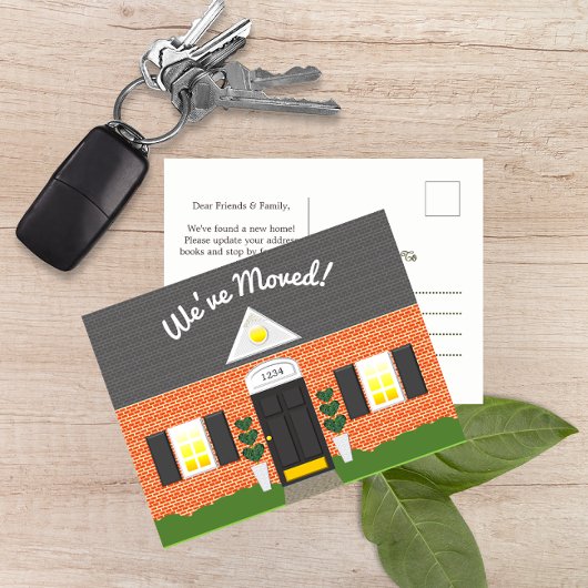 Brick House Facade Nieuw Adres Briefkaart